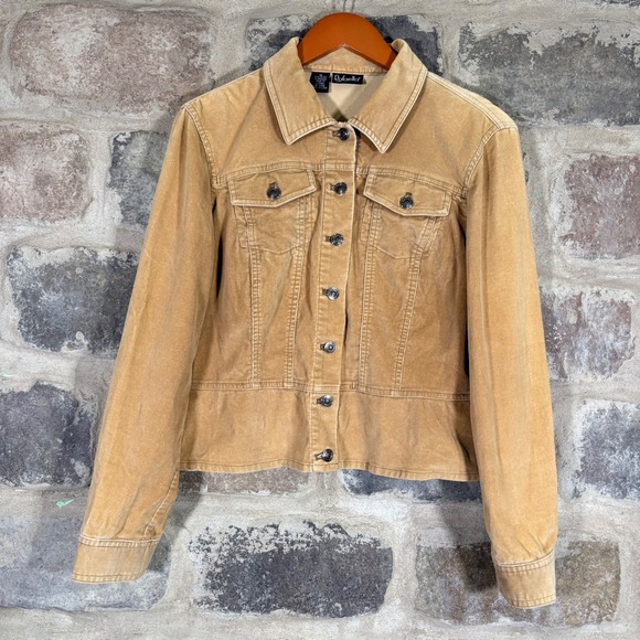 Rafaella Jackets & Blazers - Rafaella Women's Tan Corduroy Jacket Size 14 Button Front Long Sleeve Casual